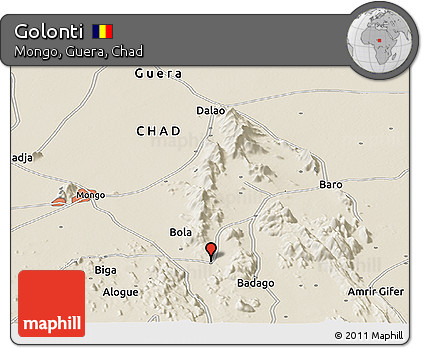 Shaded Relief Panoramic Map of Golonti