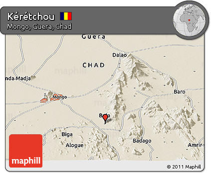 Shaded Relief Panoramic Map of Kérétchou