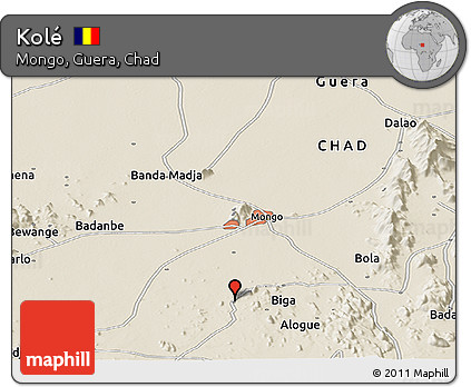 Shaded Relief Panoramic Map of Kolé