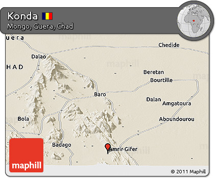 Shaded Relief Panoramic Map of Konda