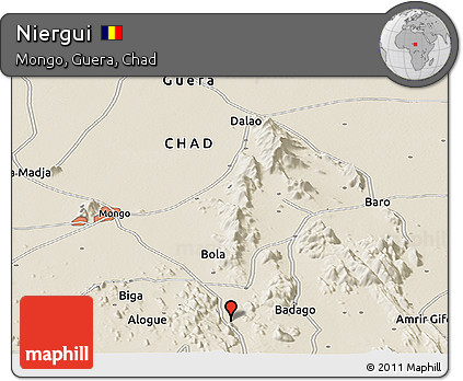 Shaded Relief Panoramic Map of Niergui