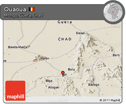 Shaded Relief Panoramic Map of Ouaoua