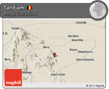 Shaded Relief Panoramic Map of Tandjam