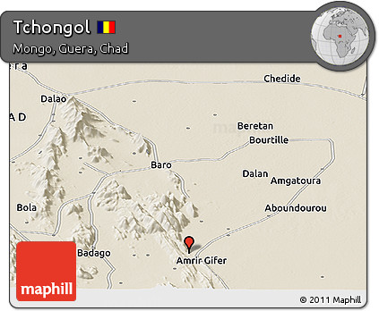 Shaded Relief Panoramic Map of Tchongol