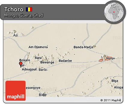 Shaded Relief Panoramic Map of Tchoro