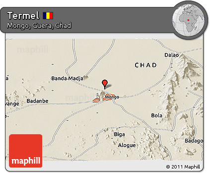 Shaded Relief Panoramic Map of Termel