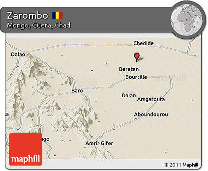 Shaded Relief Panoramic Map of Zarombo
