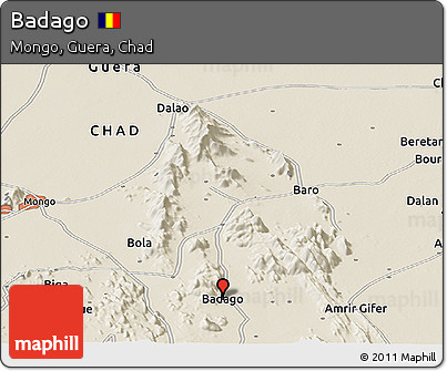 Shaded Relief Panoramic Map of Badago