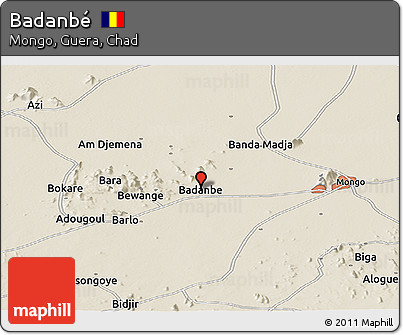 Shaded Relief Panoramic Map of Badanbé