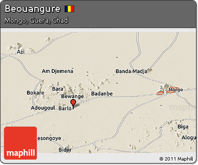 Shaded Relief Panoramic Map of Beouangure