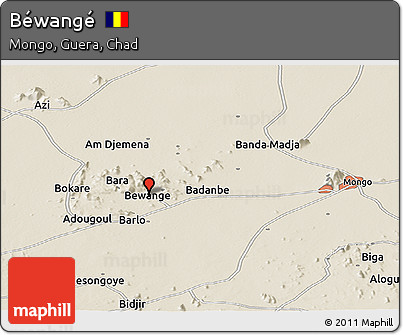 Shaded Relief Panoramic Map of Béwangé