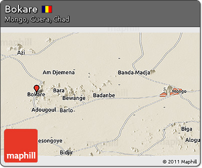 Shaded Relief Panoramic Map of Bokare