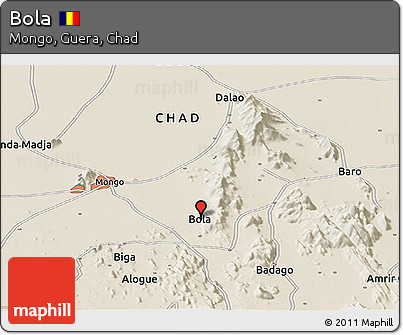 Shaded Relief Panoramic Map of Bola