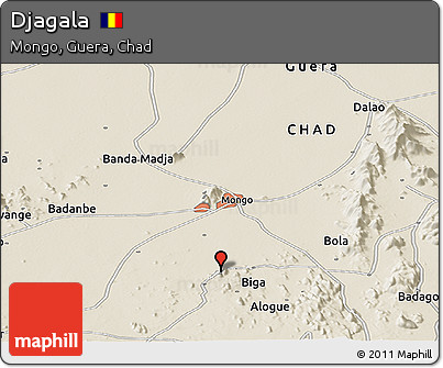 Shaded Relief Panoramic Map of Djagala