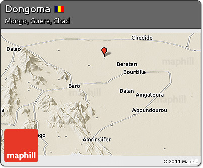 Shaded Relief Panoramic Map of Dongoma