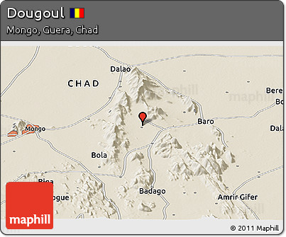 Shaded Relief Panoramic Map of Dougoul