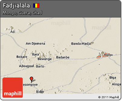 Shaded Relief Panoramic Map of Fadjialala