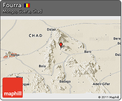 Shaded Relief Panoramic Map of Fourra