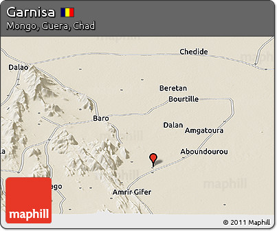 Shaded Relief Panoramic Map of Garnisa