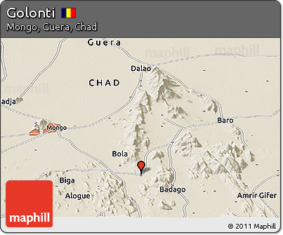 Shaded Relief Panoramic Map of Golonti