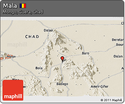 Shaded Relief Panoramic Map of Mala