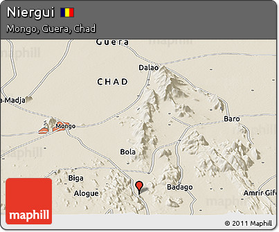 Shaded Relief Panoramic Map of Niergui