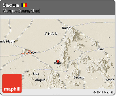 Shaded Relief Panoramic Map of Saoua