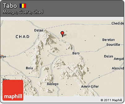 Shaded Relief Panoramic Map of Tabo