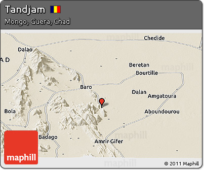 Shaded Relief Panoramic Map of Tandjam