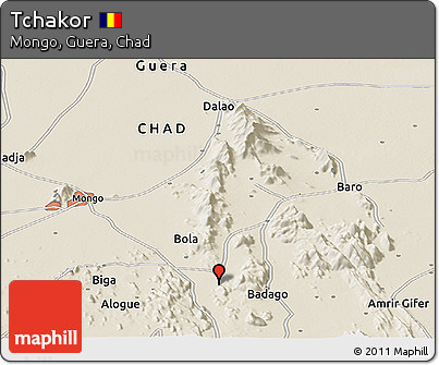 Shaded Relief Panoramic Map of Tchakor