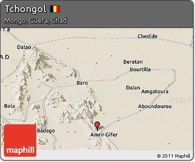 Shaded Relief Panoramic Map of Tchongol