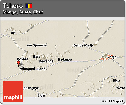 Shaded Relief Panoramic Map of Tchoro
