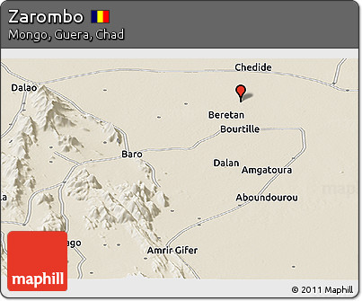 Shaded Relief Panoramic Map of Zarombo