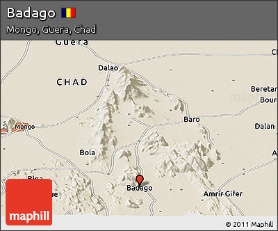 Shaded Relief Panoramic Map of Badago