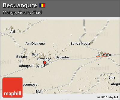 Shaded Relief Panoramic Map of Beouangure