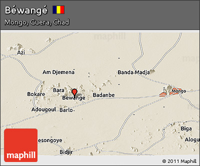 Shaded Relief Panoramic Map of Béwangé