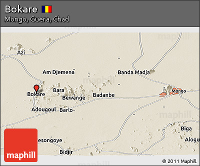 Shaded Relief Panoramic Map of Bokare