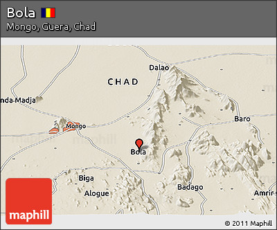 Shaded Relief Panoramic Map of Bola