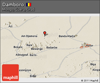 Shaded Relief Panoramic Map of Damboro
