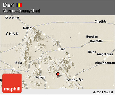 Shaded Relief Panoramic Map of Dari