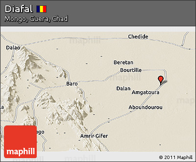 Shaded Relief Panoramic Map of Diafal