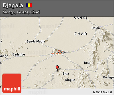 Shaded Relief Panoramic Map of Djagala