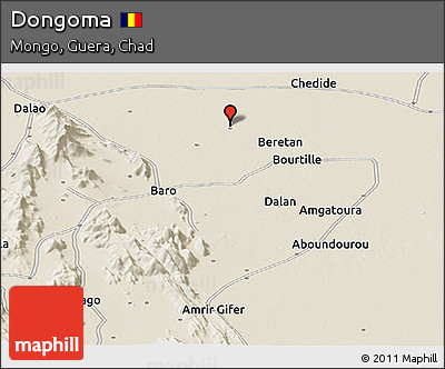 Shaded Relief Panoramic Map of Dongoma