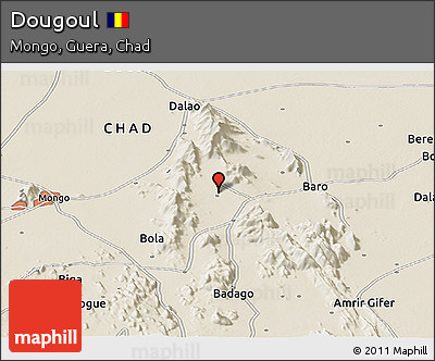 Shaded Relief Panoramic Map of Dougoul