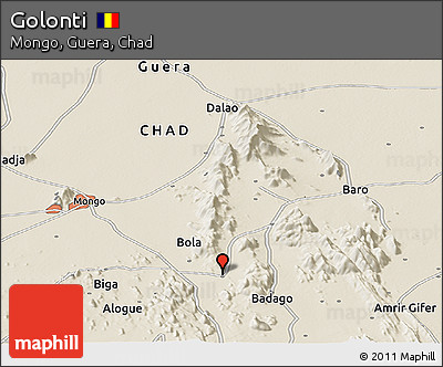 Shaded Relief Panoramic Map of Golonti