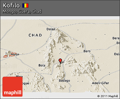 Shaded Relief Panoramic Map of Kofilo