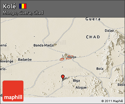Shaded Relief Panoramic Map of Kolé