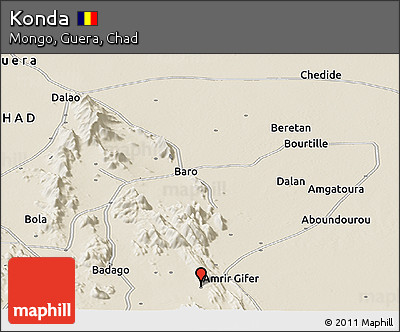 Shaded Relief Panoramic Map of Konda