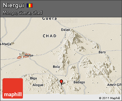 Shaded Relief Panoramic Map of Niergui