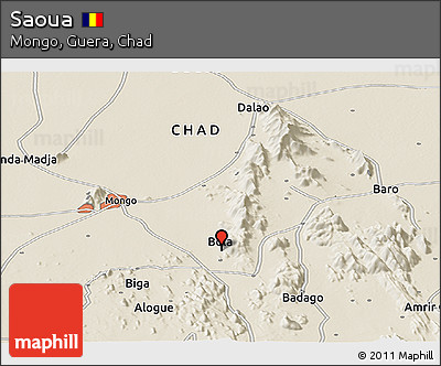 Shaded Relief Panoramic Map of Saoua